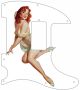 Pin Up Girl Pose 1 White - 8 Hole H Tele