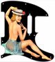 Pin Up Girl Straw Hat Black - 8 Hole Tele