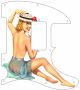 Pin Up Girl Straw Hat White - 8 Hole H Tele