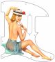 Pin Up Girl Straw Hat White - 8 Hole Tele