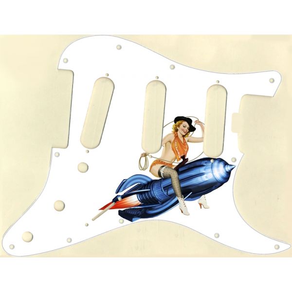 Pin Up Girl Giddy Up White Sss Fender Elite Strat Stratocaster Pickguard Custom Pickguards 6836